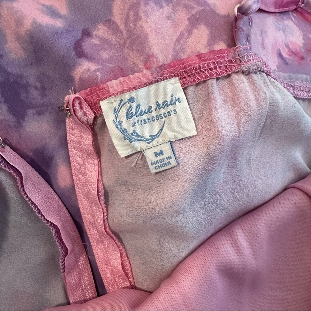 Francesca's Blue Rain Pink & Purple Tie-Dye Mini Dress Size Medium - Picture 7 of 8
